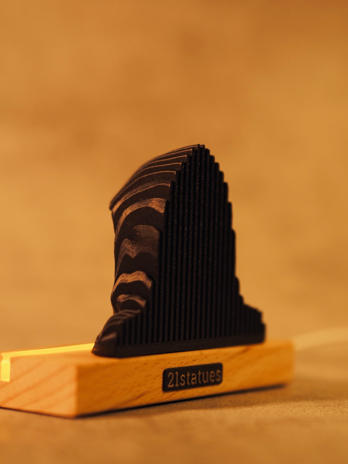 Satoshi Nakamoto LED - Holz Statue länglich