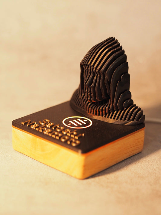 Satoshi Nakamoto RGB LED - Holz Statue quadratisch